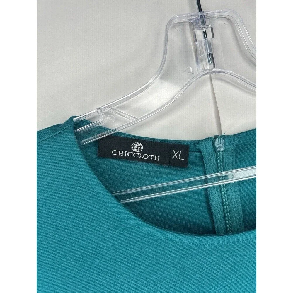 Chiccloth Women's Short Puff Sleeve Floral Fit & Flare Dress Teal/Floral Size XL